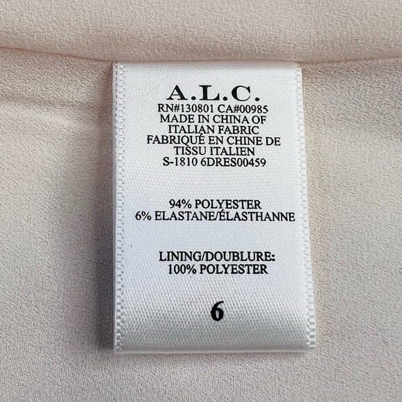 NWT A.L.C. Kiera Belted Long Sleeve Pale Pink Crepe Dress Size 6 - Picture 7 of 9